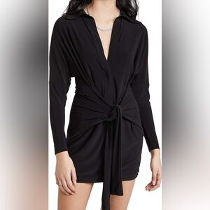 Norma Kamali Black Tyfront NK Shirt Mini Dress
